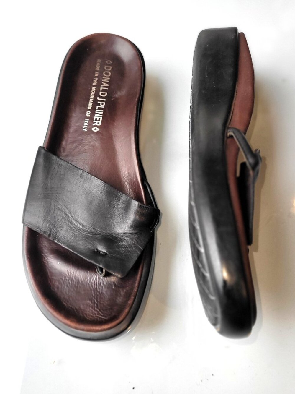 Donald J Pliner Brown Leather Slides Women's Sz 7 M